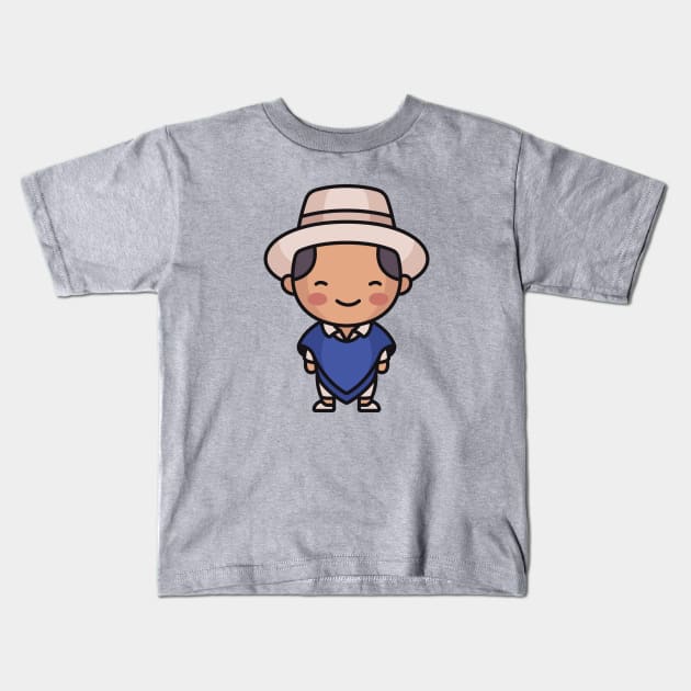 Cute Traditional Ecuadorian Villager Kids T-Shirt by SLAG_Creative